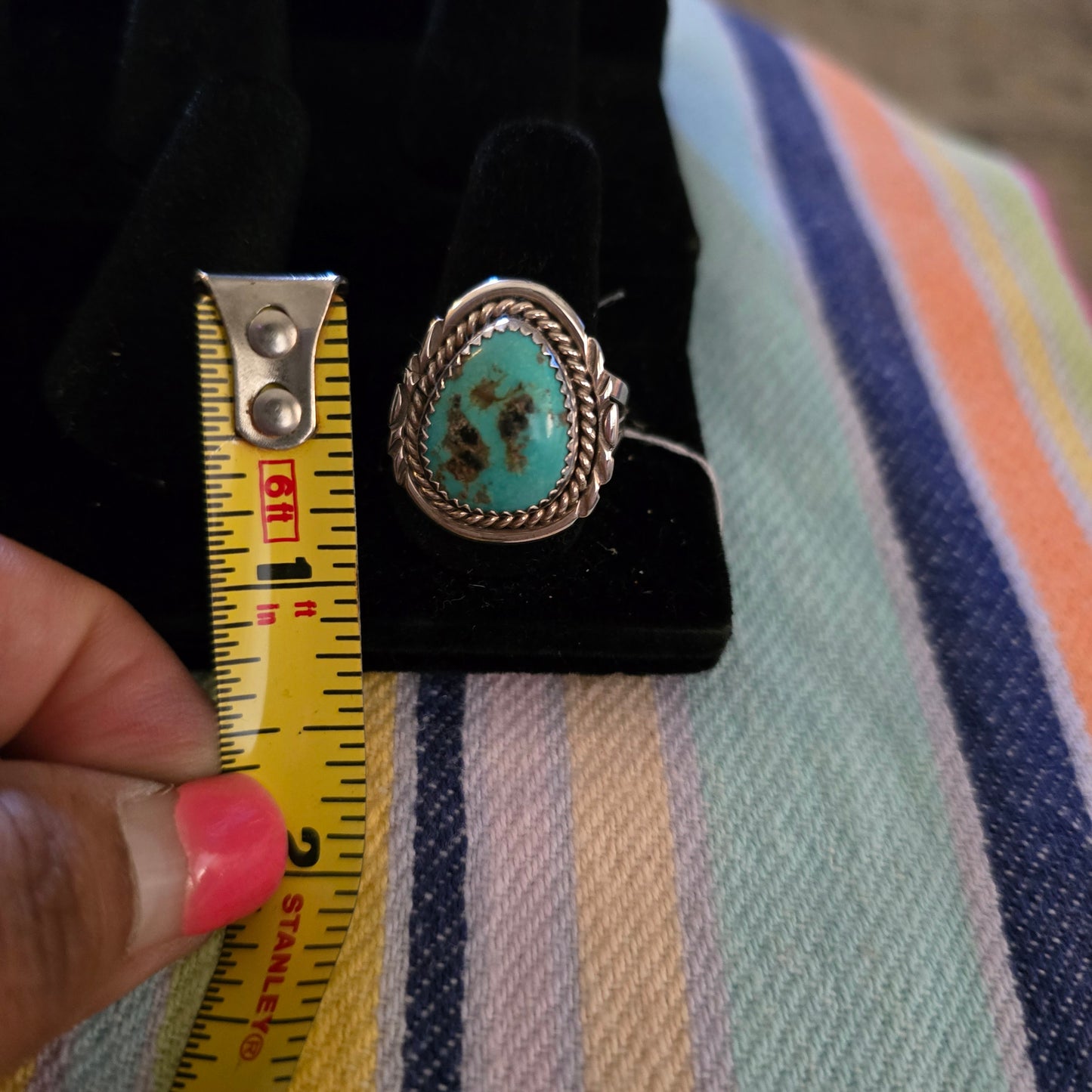 Sterling silver turquoise oval ring size 9