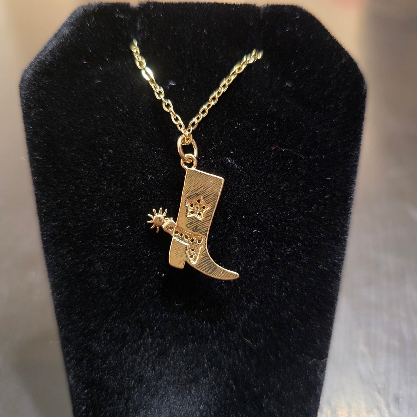 18k gold plated Boot with cz accent pendant