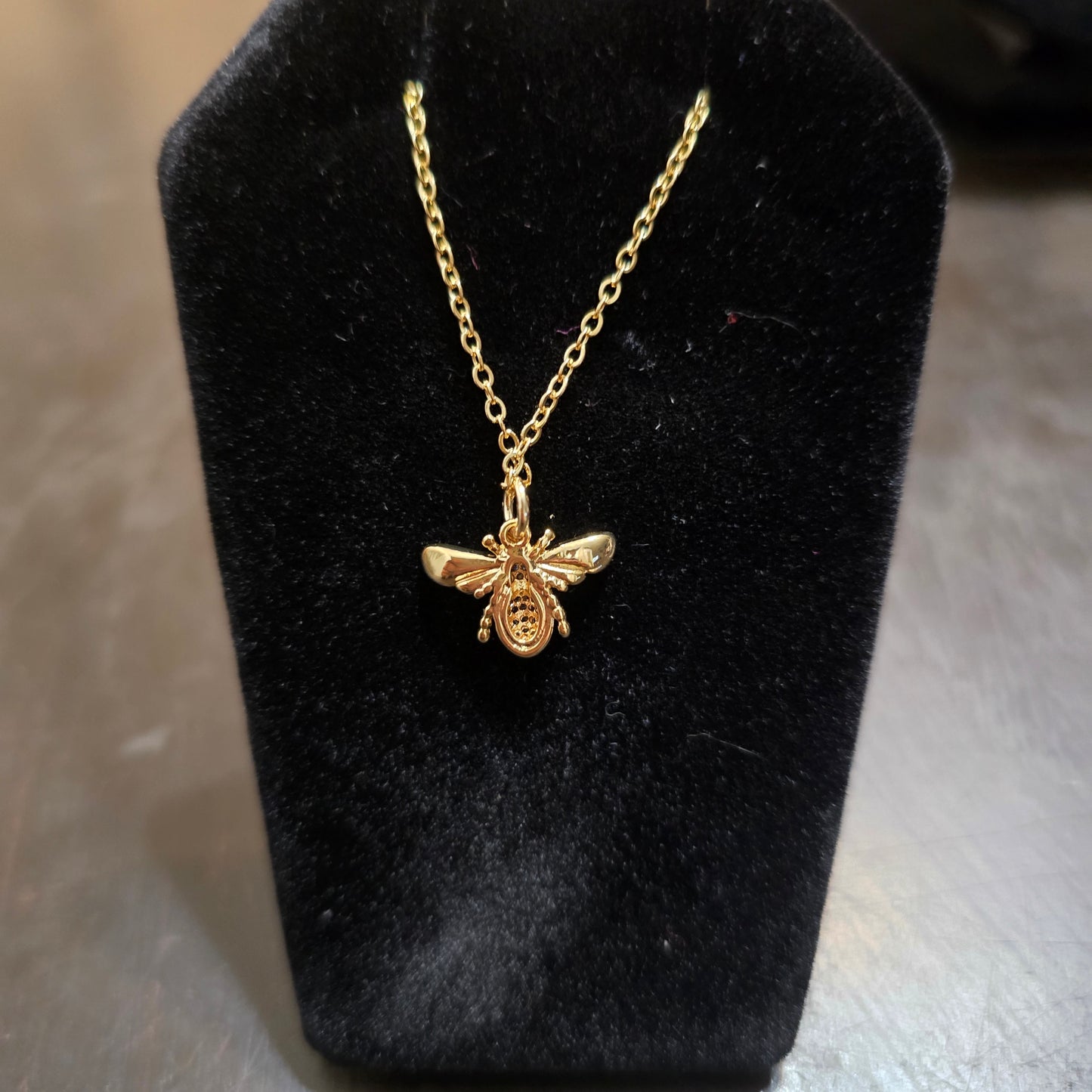 18k gold plated Bumblebee pendant with CZ accent