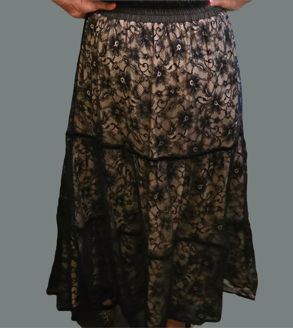 Festive Black Lace Skirt