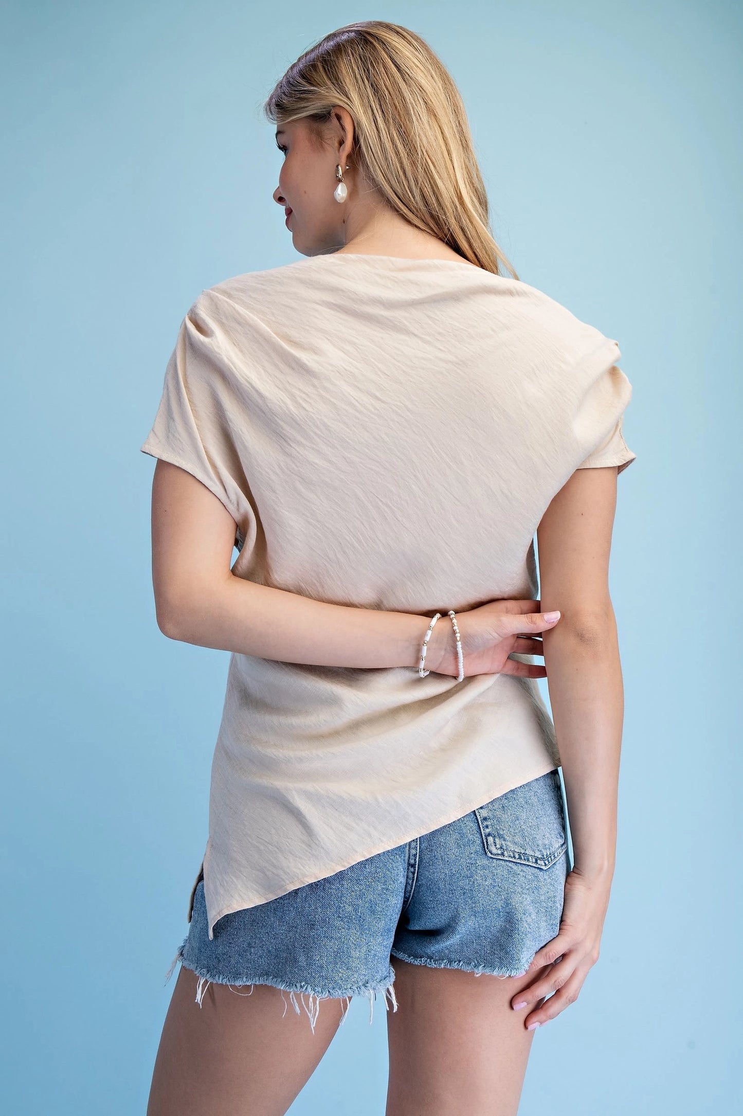 Asymmetrical Sexy Beige Top