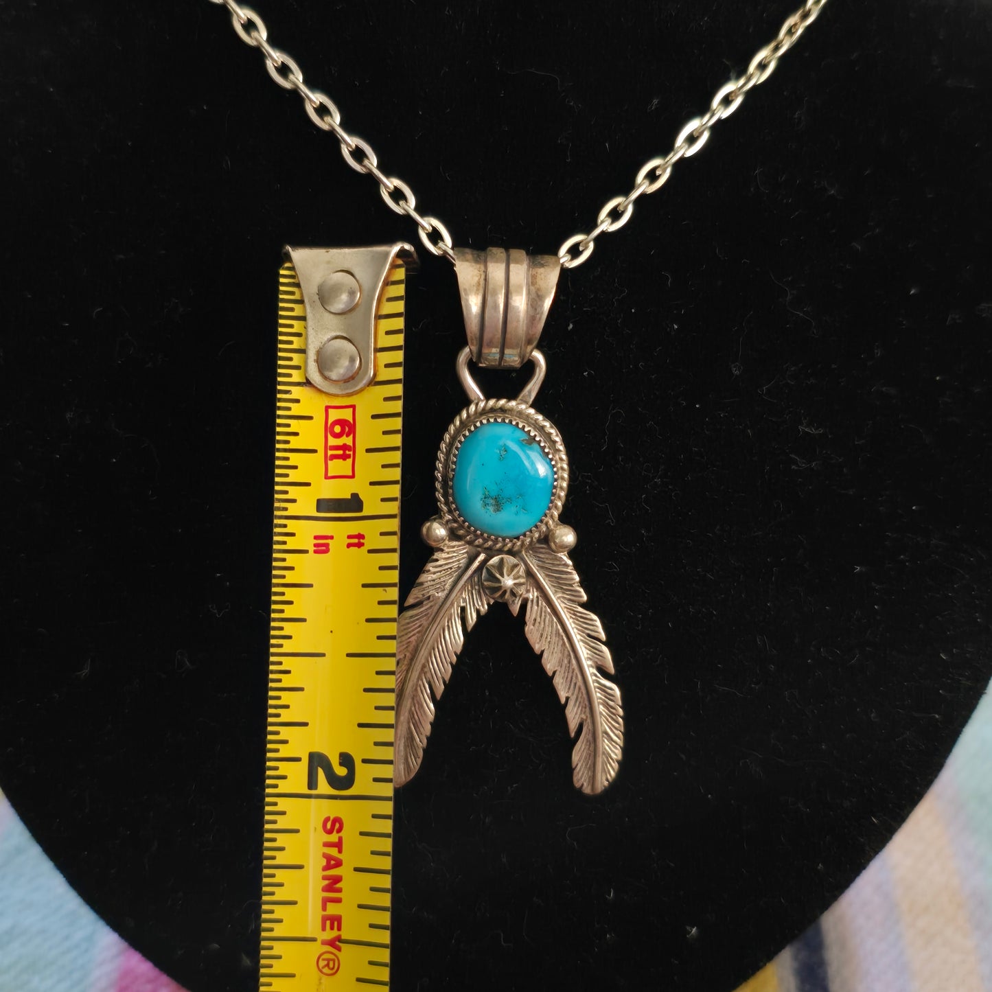 Sterling silver turquoise feather pendant