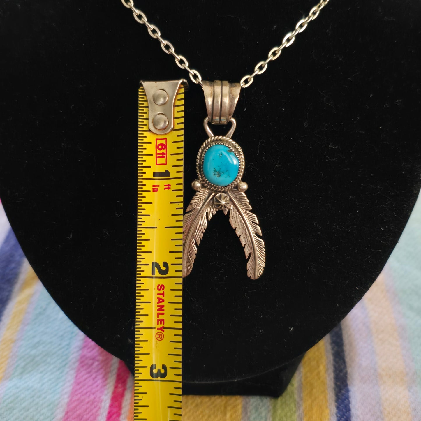 Sterling silver turquoise feather pendant
