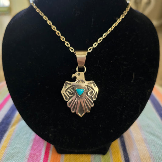 Sterling silver Eagle turquoise pendant