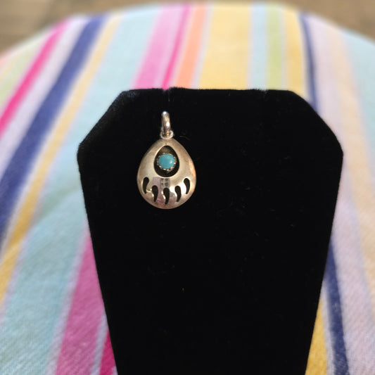 Sterling silver bear paw turquoise pendant