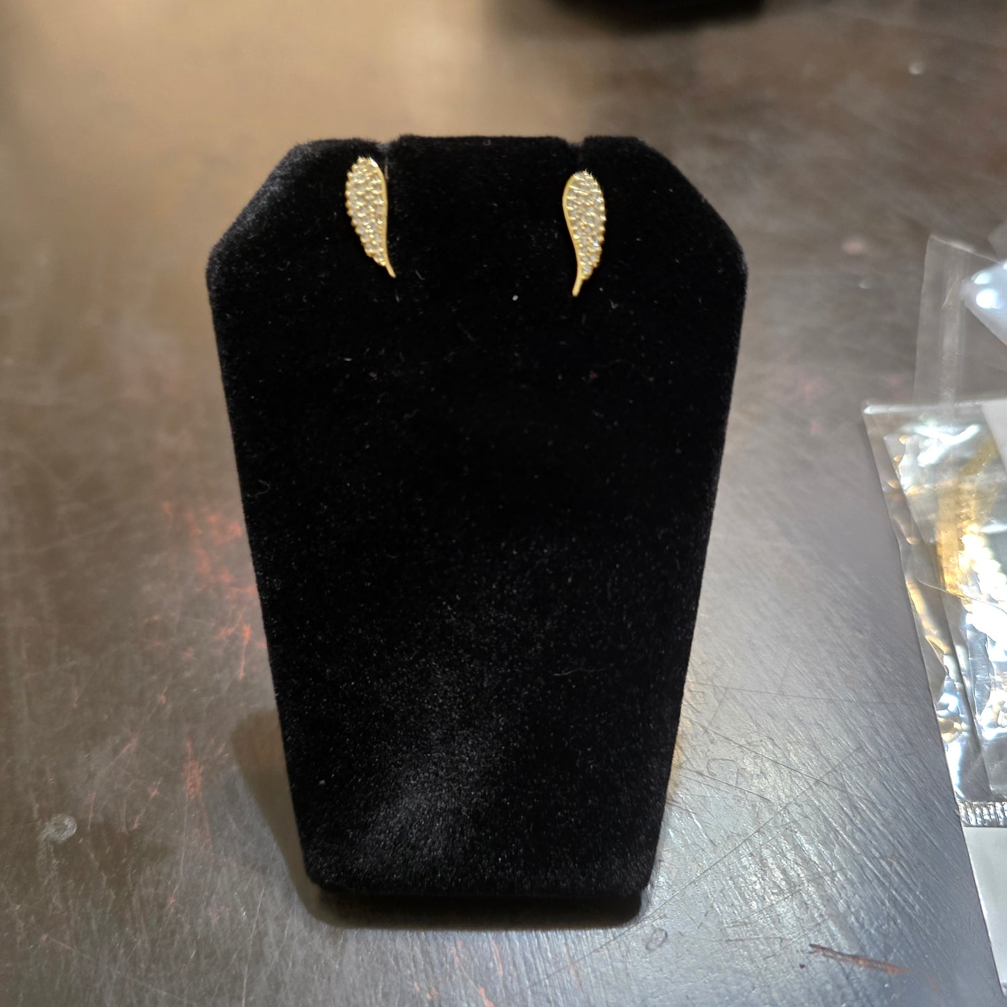 18k gold plated Mini Angel wing earrings with CZ accents