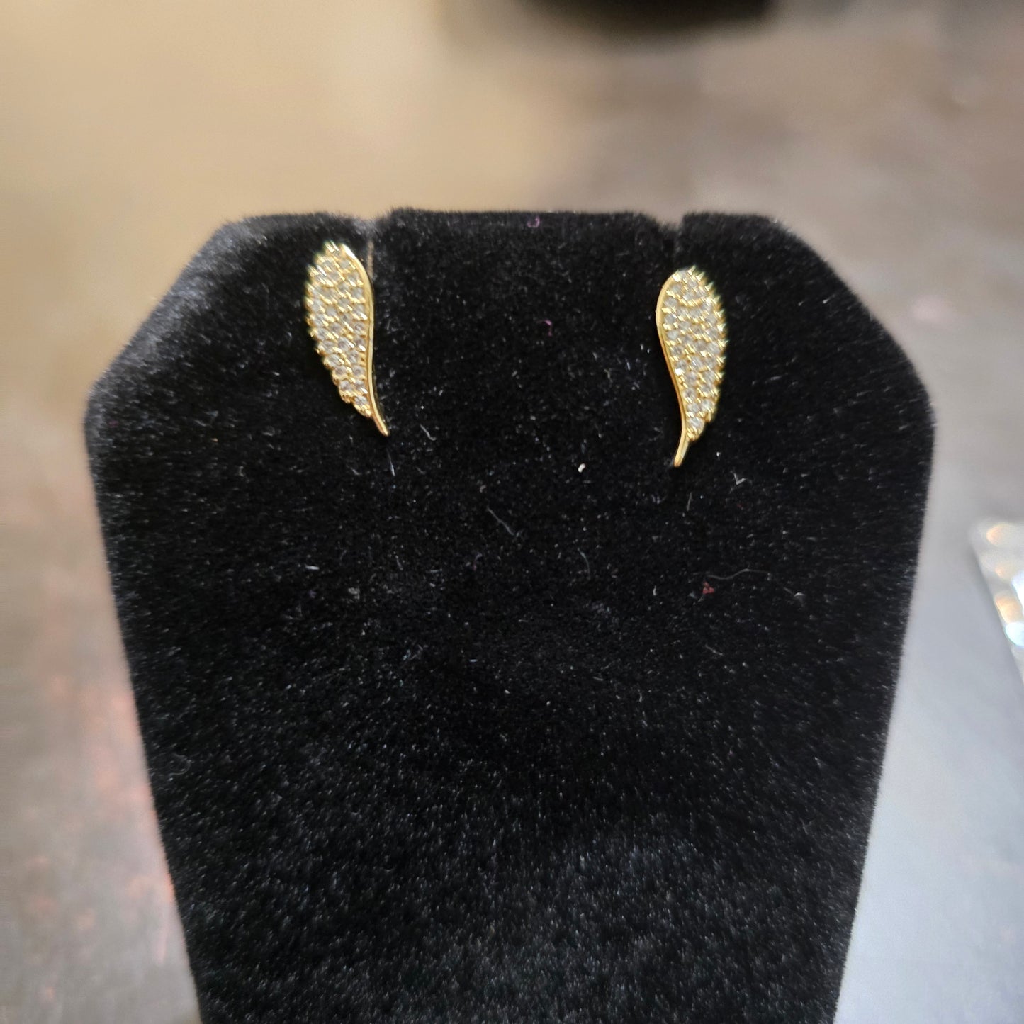 18k gold plated Mini Angel wing earrings with CZ accents