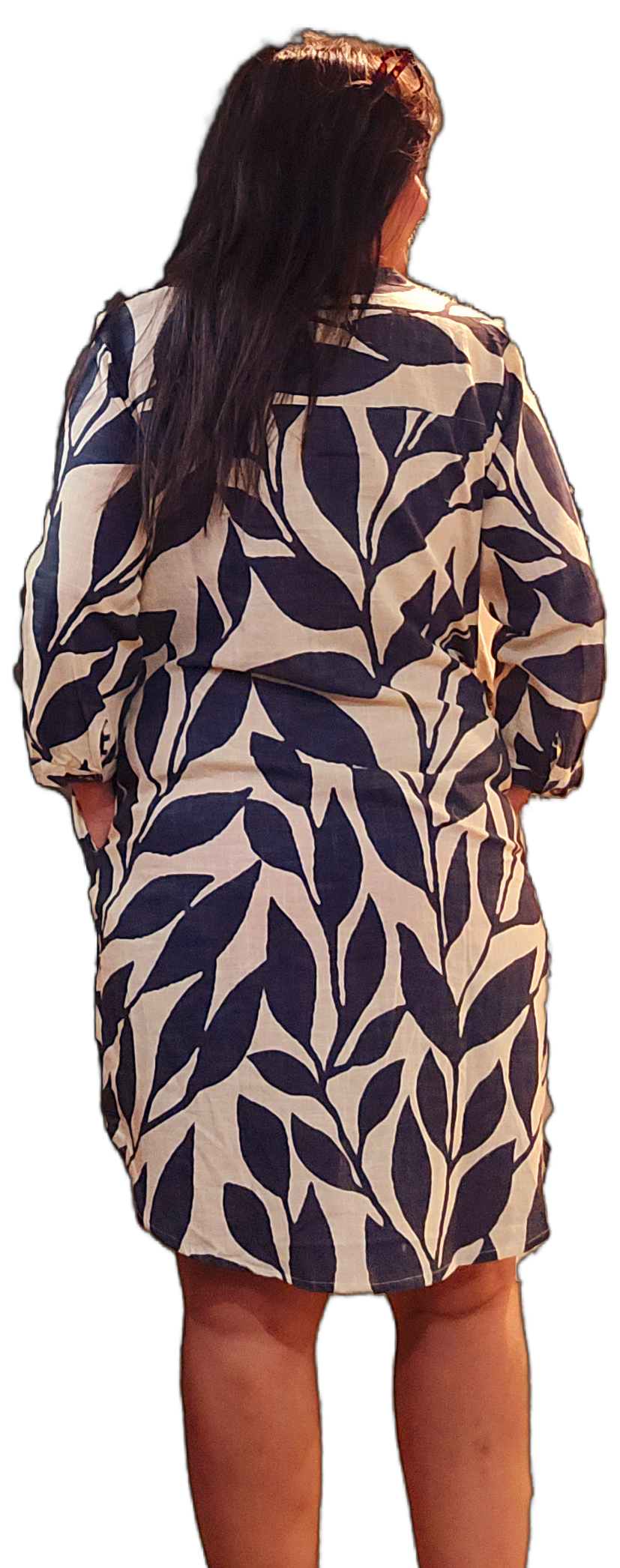 Black and beige leaf tunic