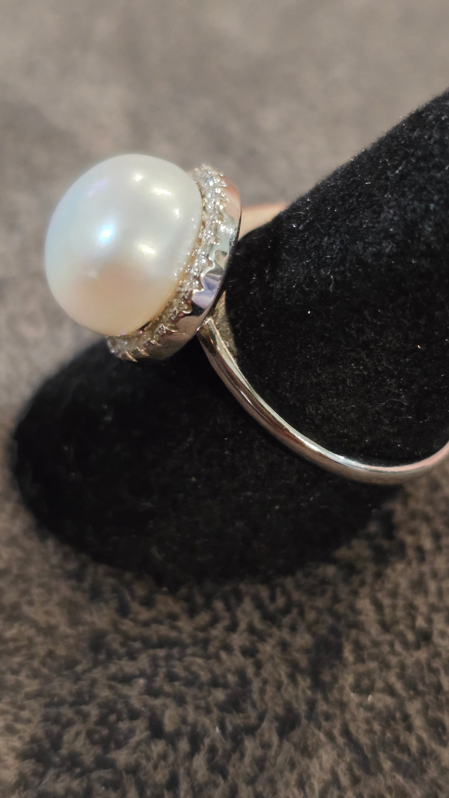 10mm Freshwater Cultured Pearl Sterling Silver Adjustable Ring