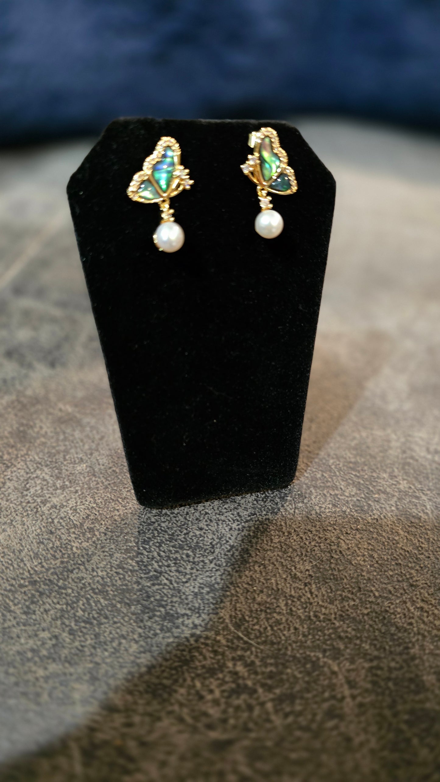 Freshwater Cultured pearl Butterfly earrings in sterling silver