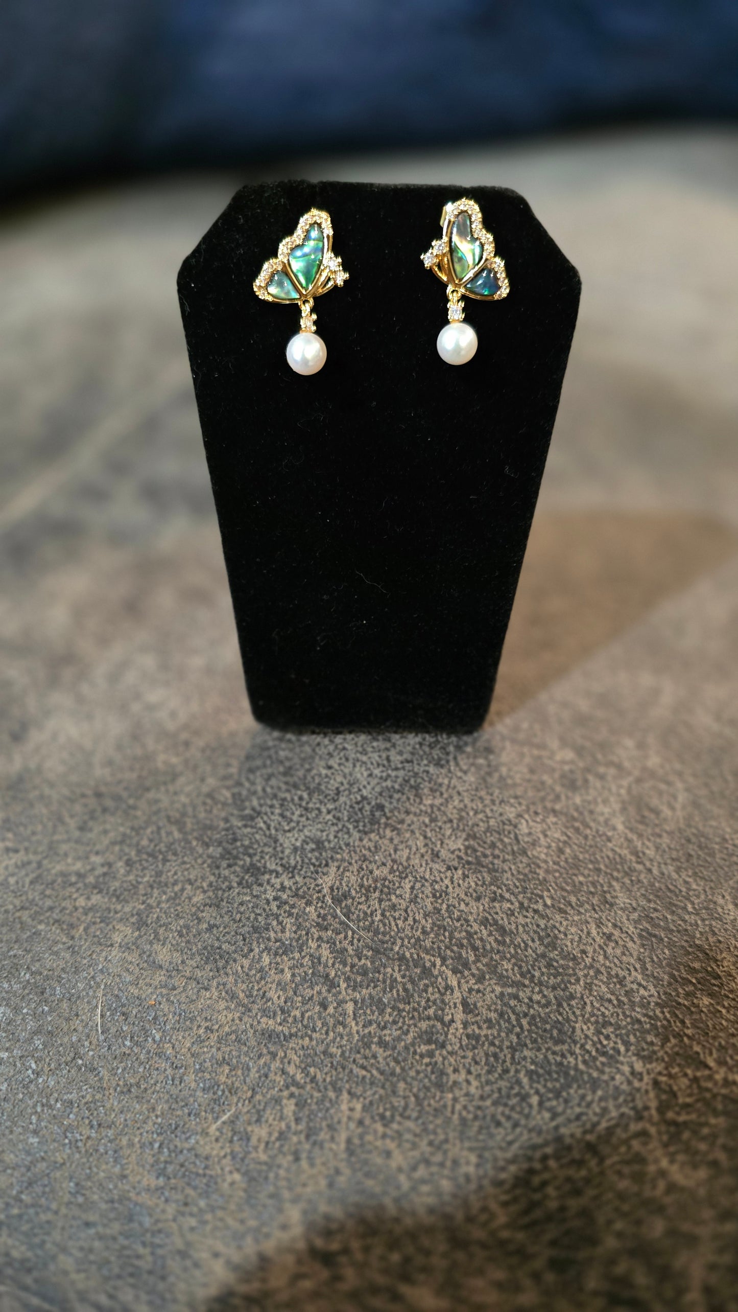 Freshwater Cultured pearl Butterfly earrings in sterling silver