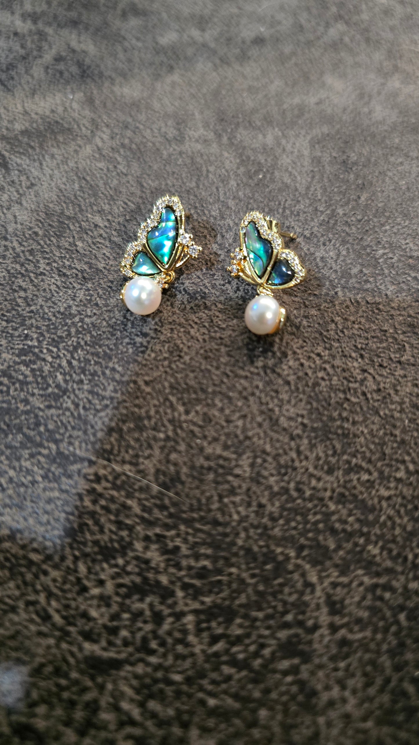 Freshwater Cultured pearl Butterfly earrings in sterling silver