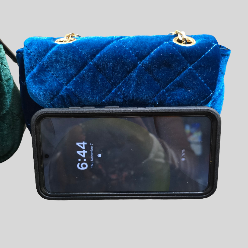 Royal blue velvet fashion bag