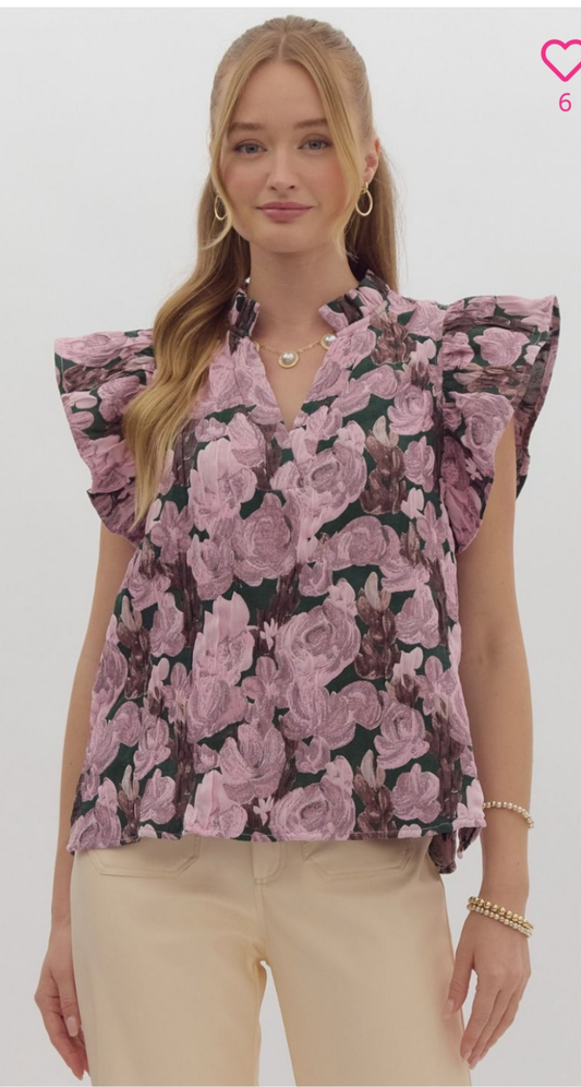 Entro Floral puff sleeve top