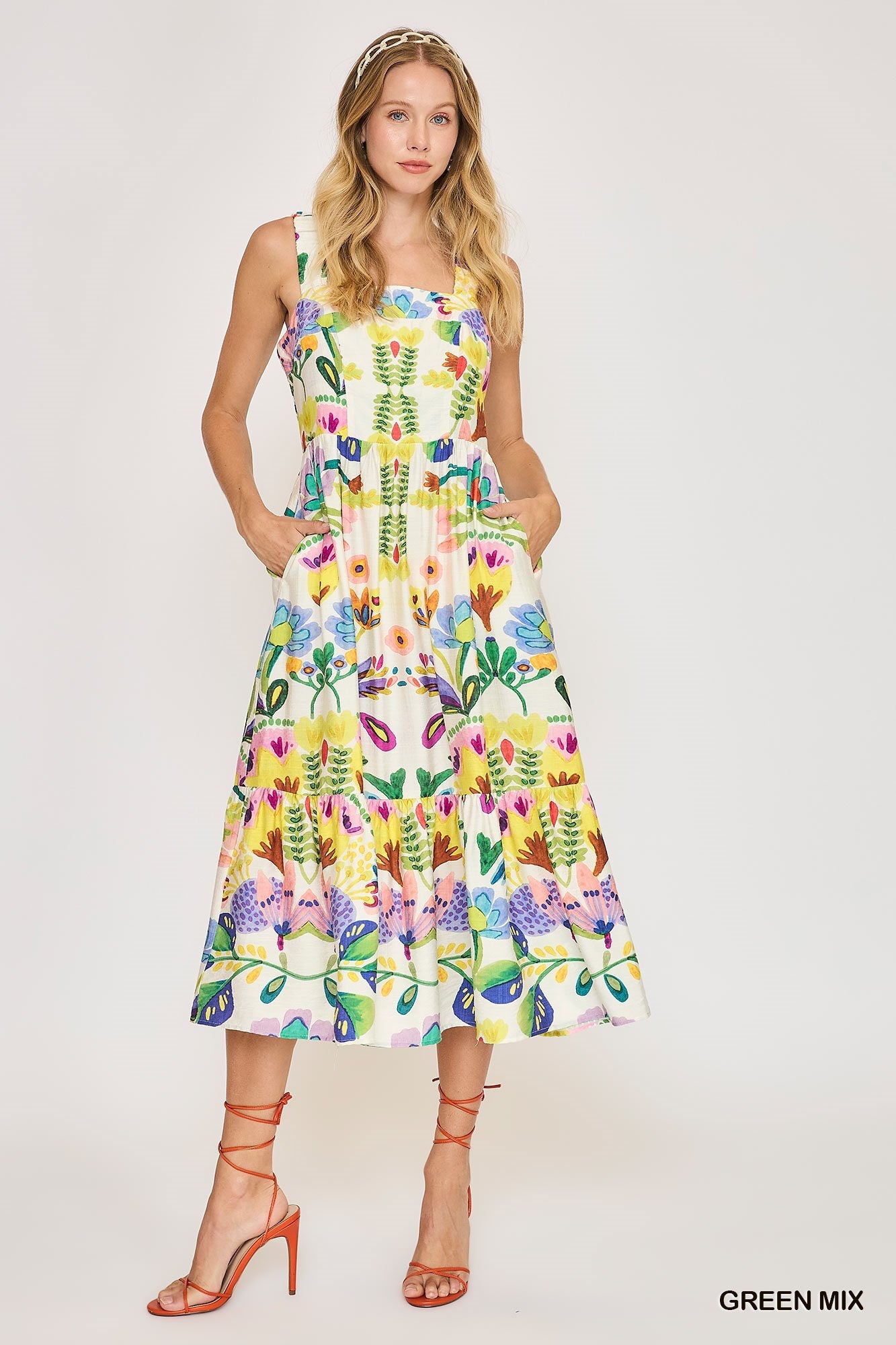 Green garden Midi dress