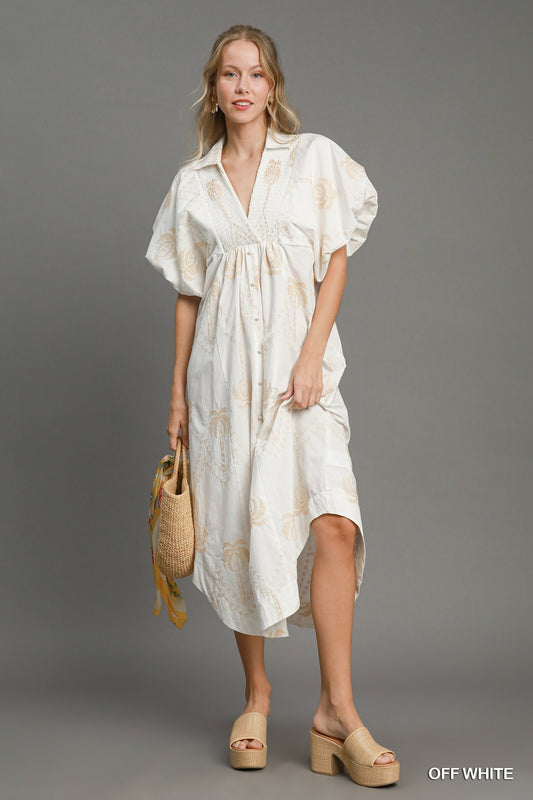 Palm tree beige dress