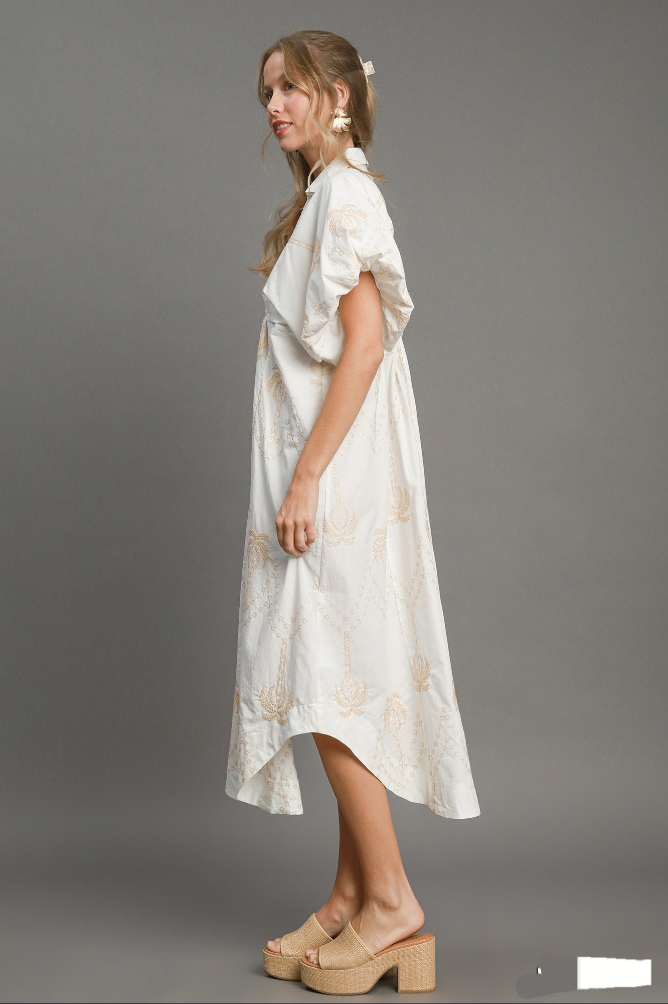 Palm tree beige dress