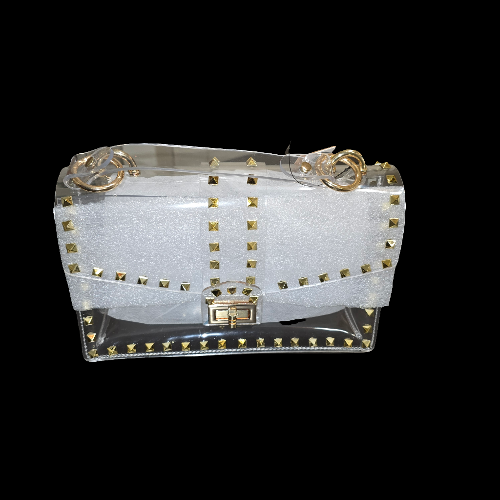 Clear studded handbag