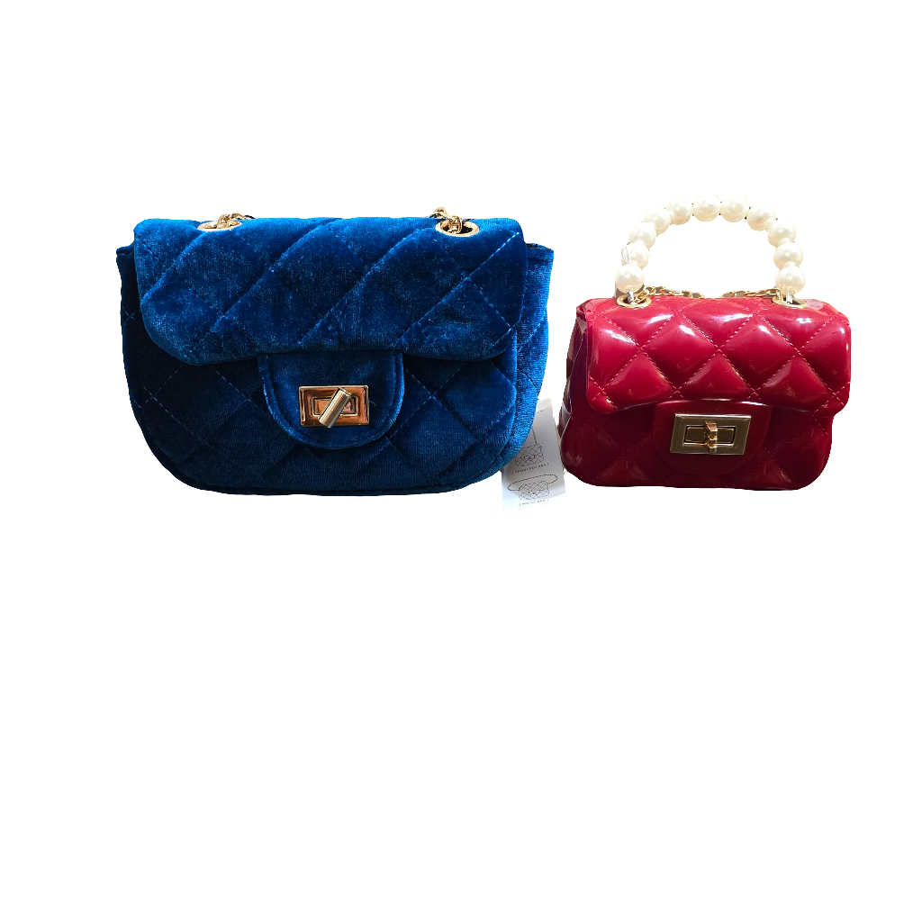 Royal blue velvet fashion bag