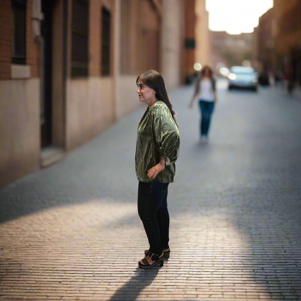 Velvet Batwing Button Down Olive Blouse