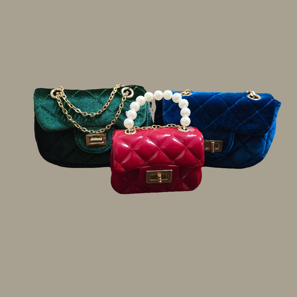Green velvet fashion bag