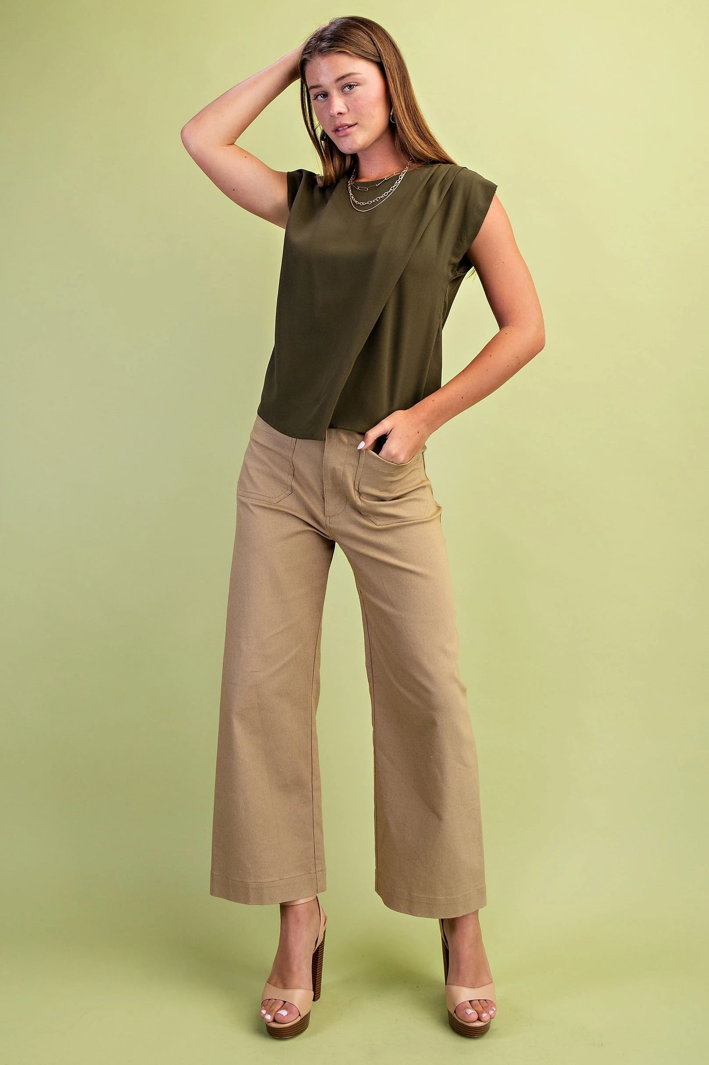 Olive Draped Blouse