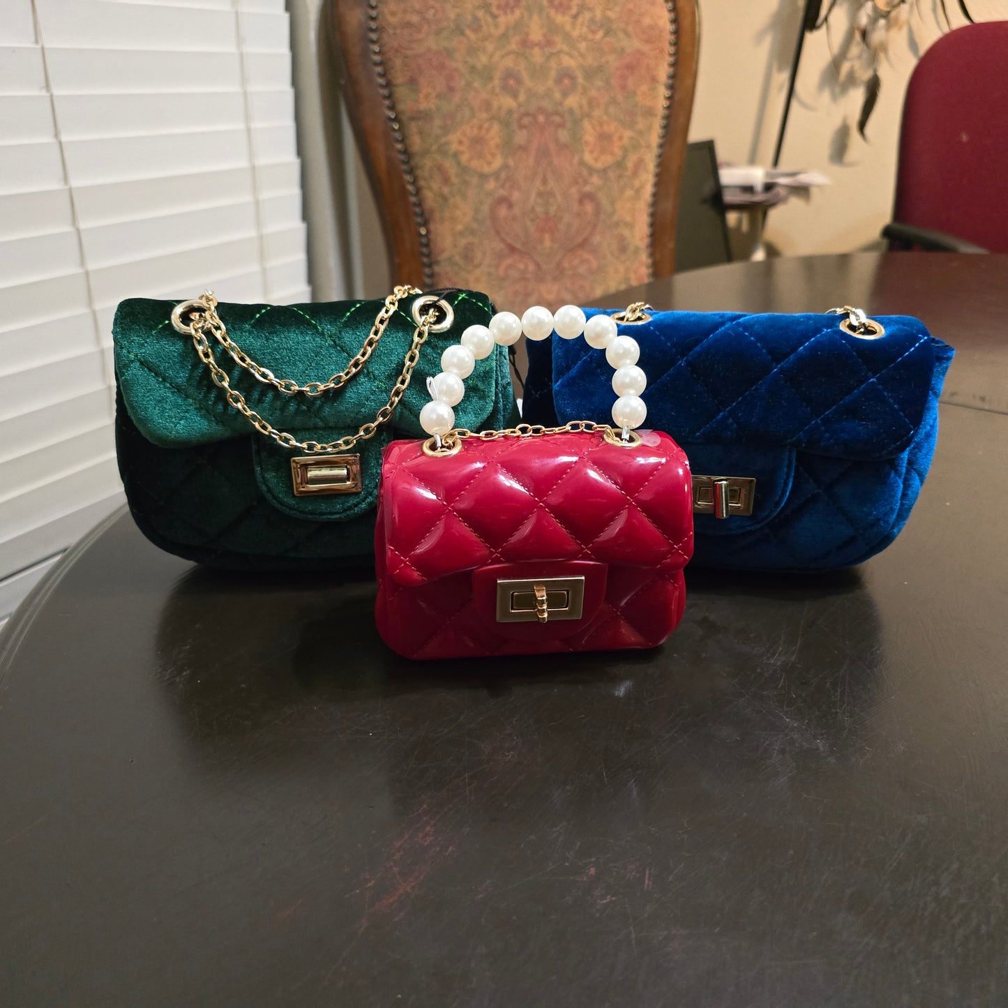 Green velvet fashion bag