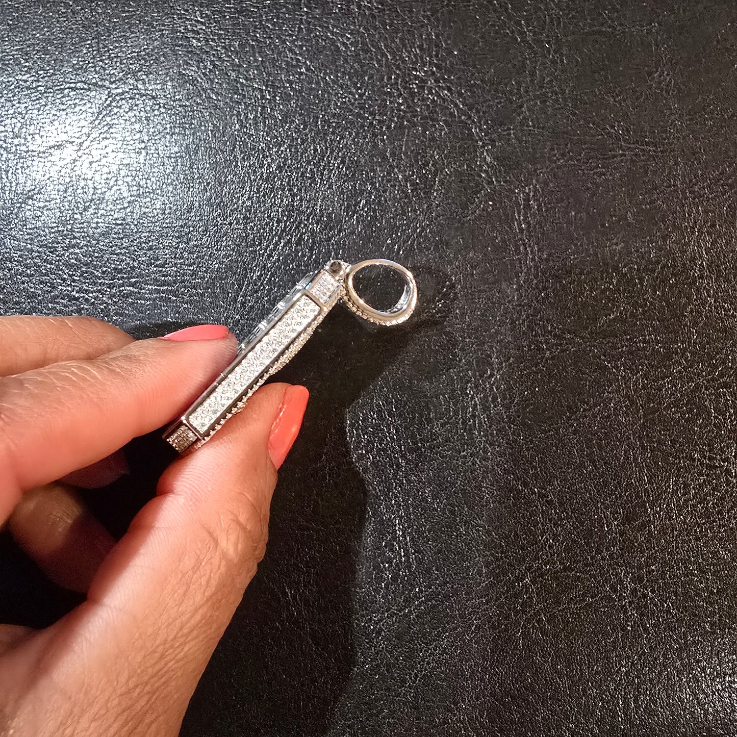 Sterling silver Dollar sign Charm with CZ stones