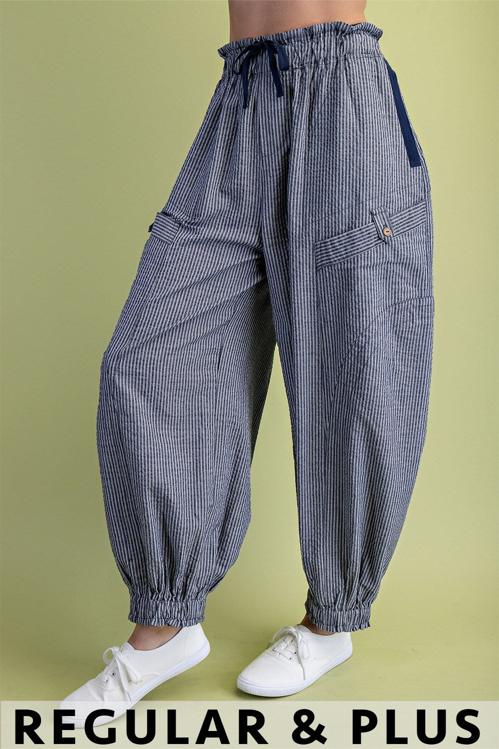 Navy Striped Pants