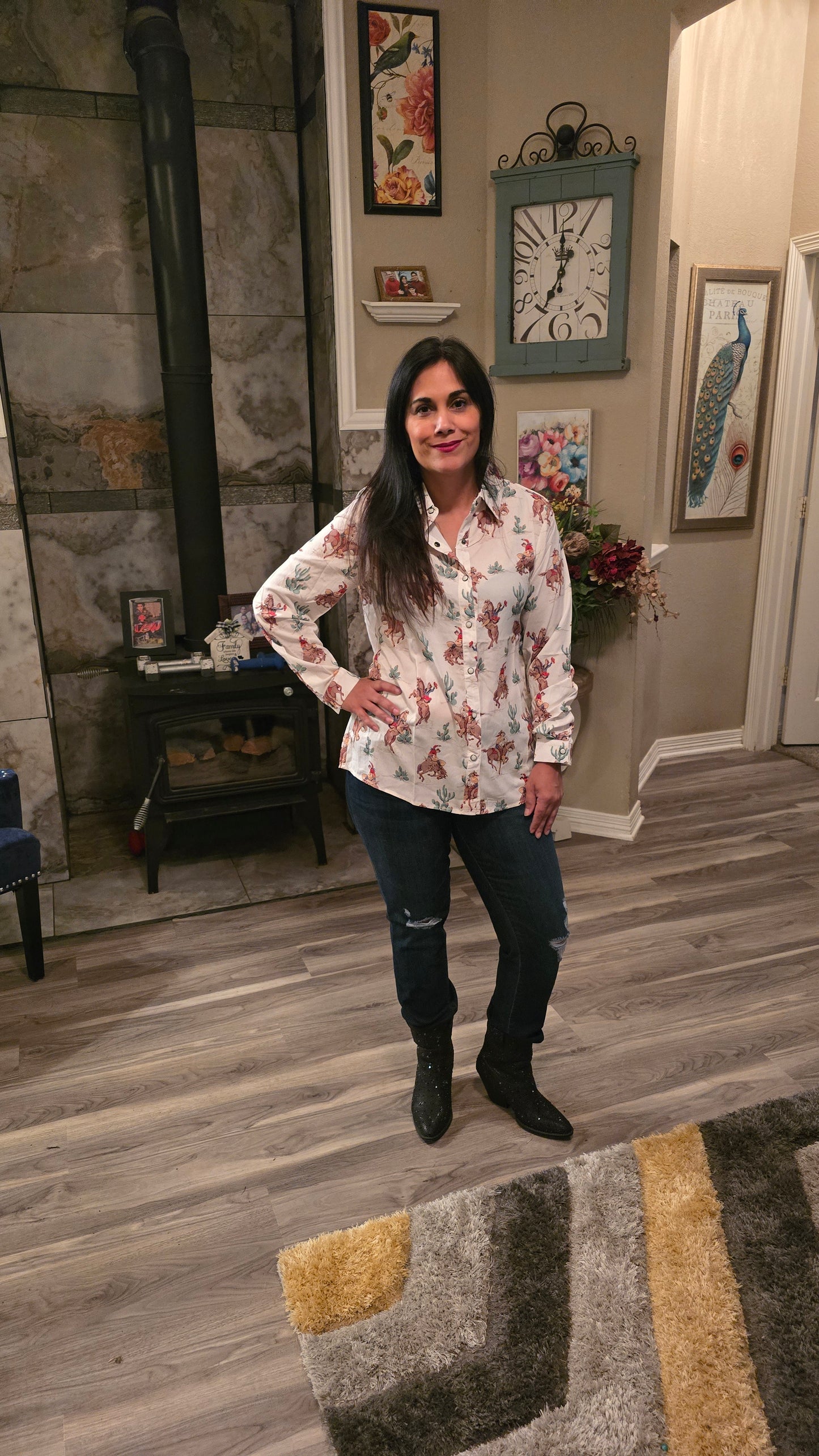 Cowgirl long sleeve beige top