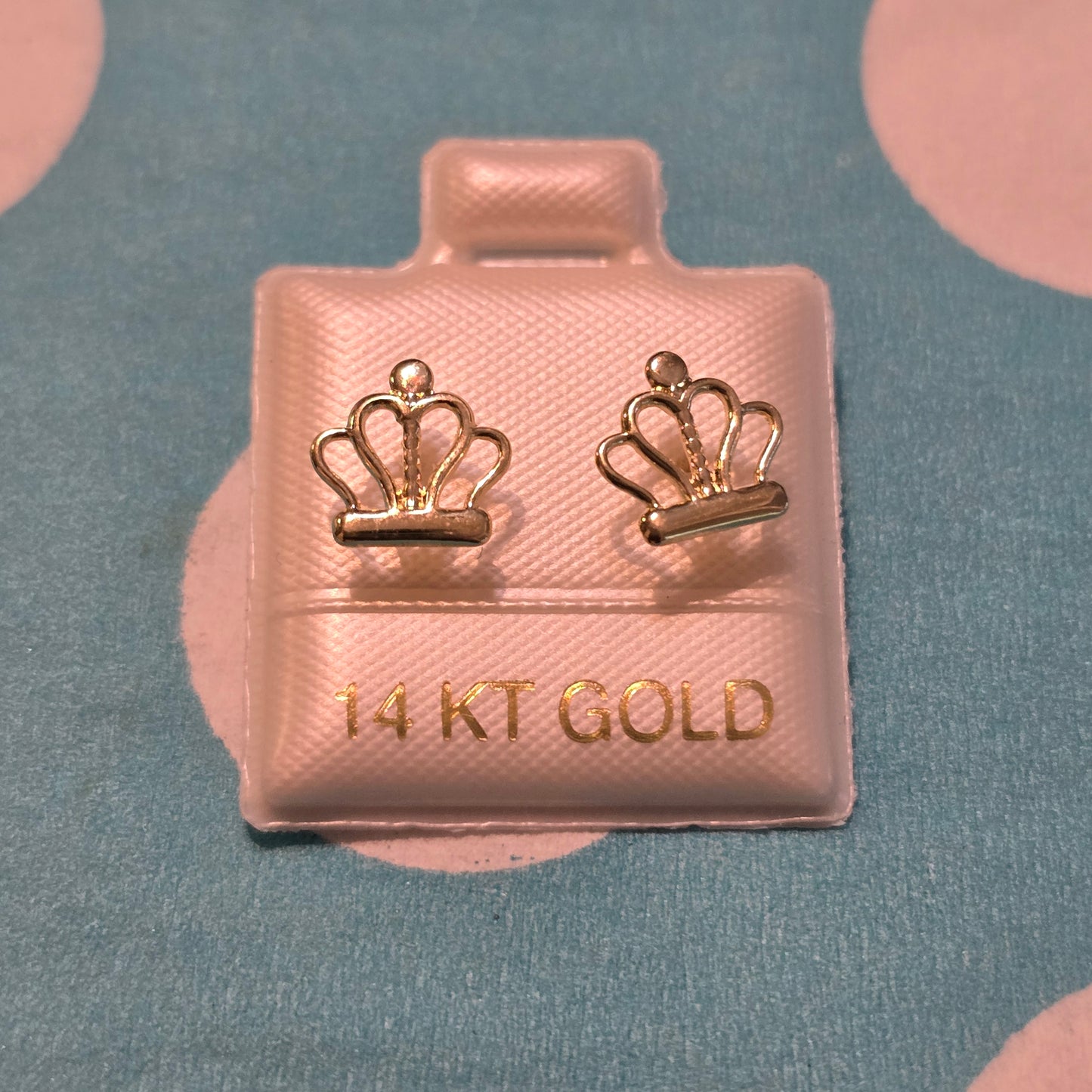 14 Karat Yellow Gold Crown Screw Back Earrings