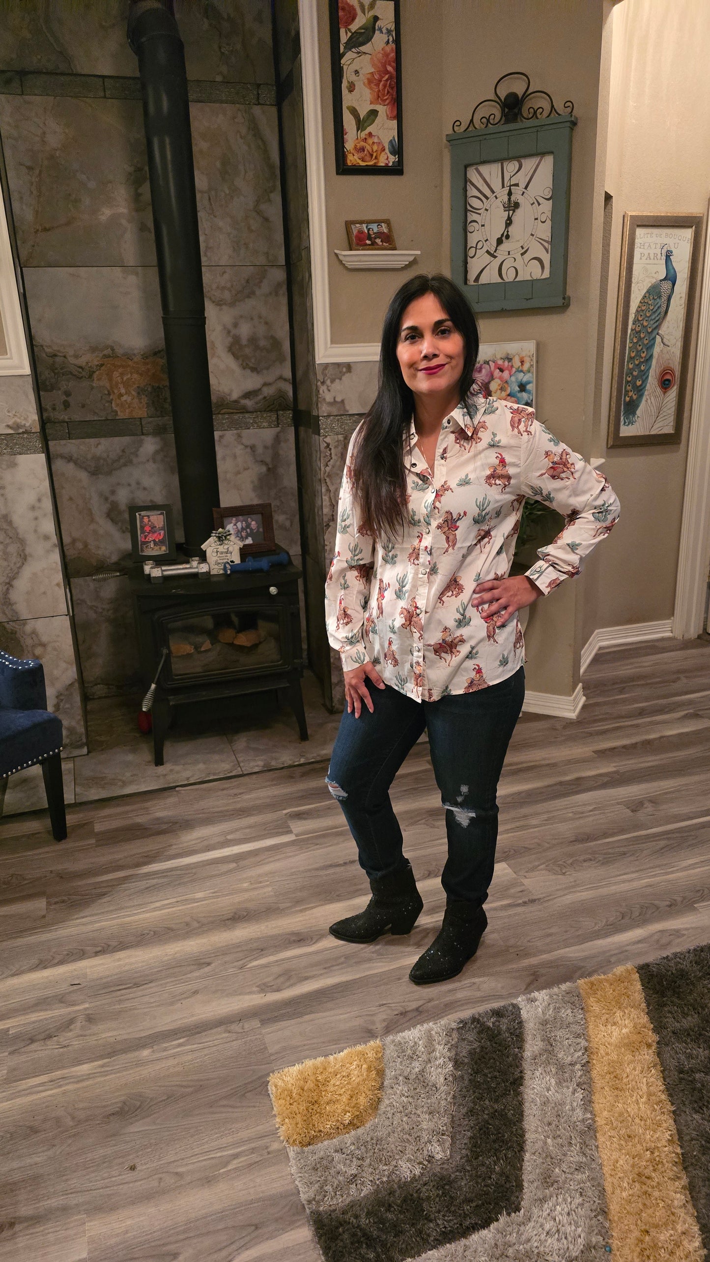 Cowgirl long sleeve beige top