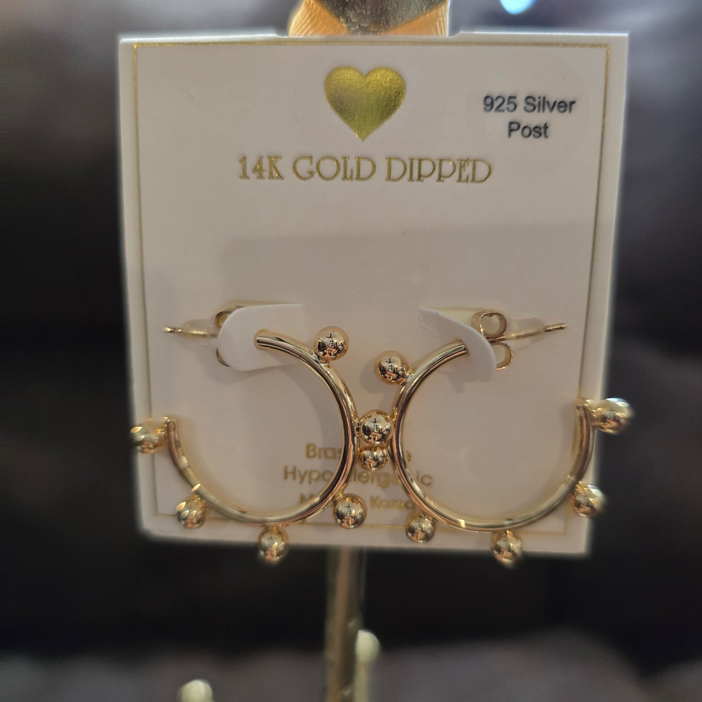 14k gold dipped fashion ball hoops