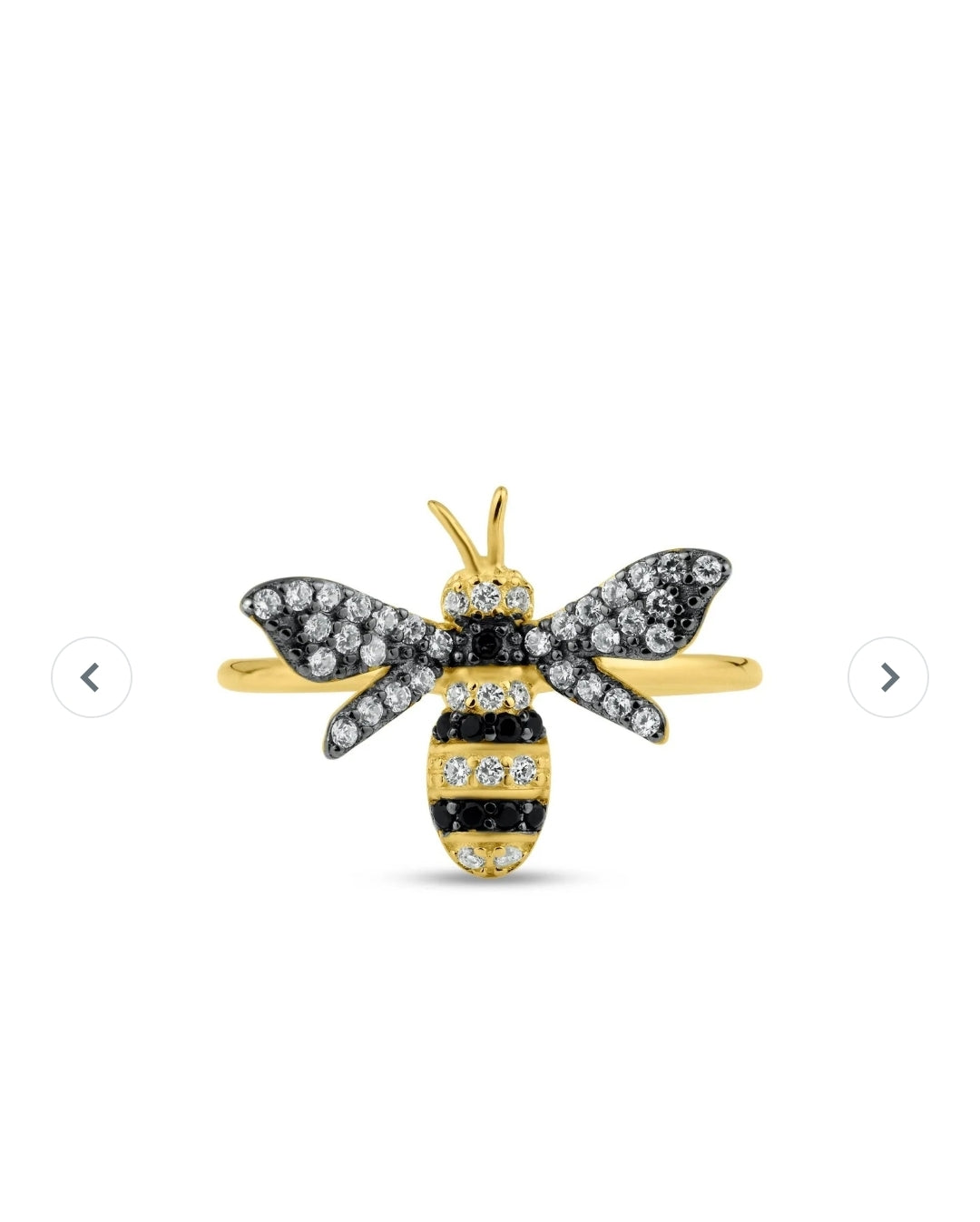 Gold Plated 925 Sterling Silver Bee CZ Ring