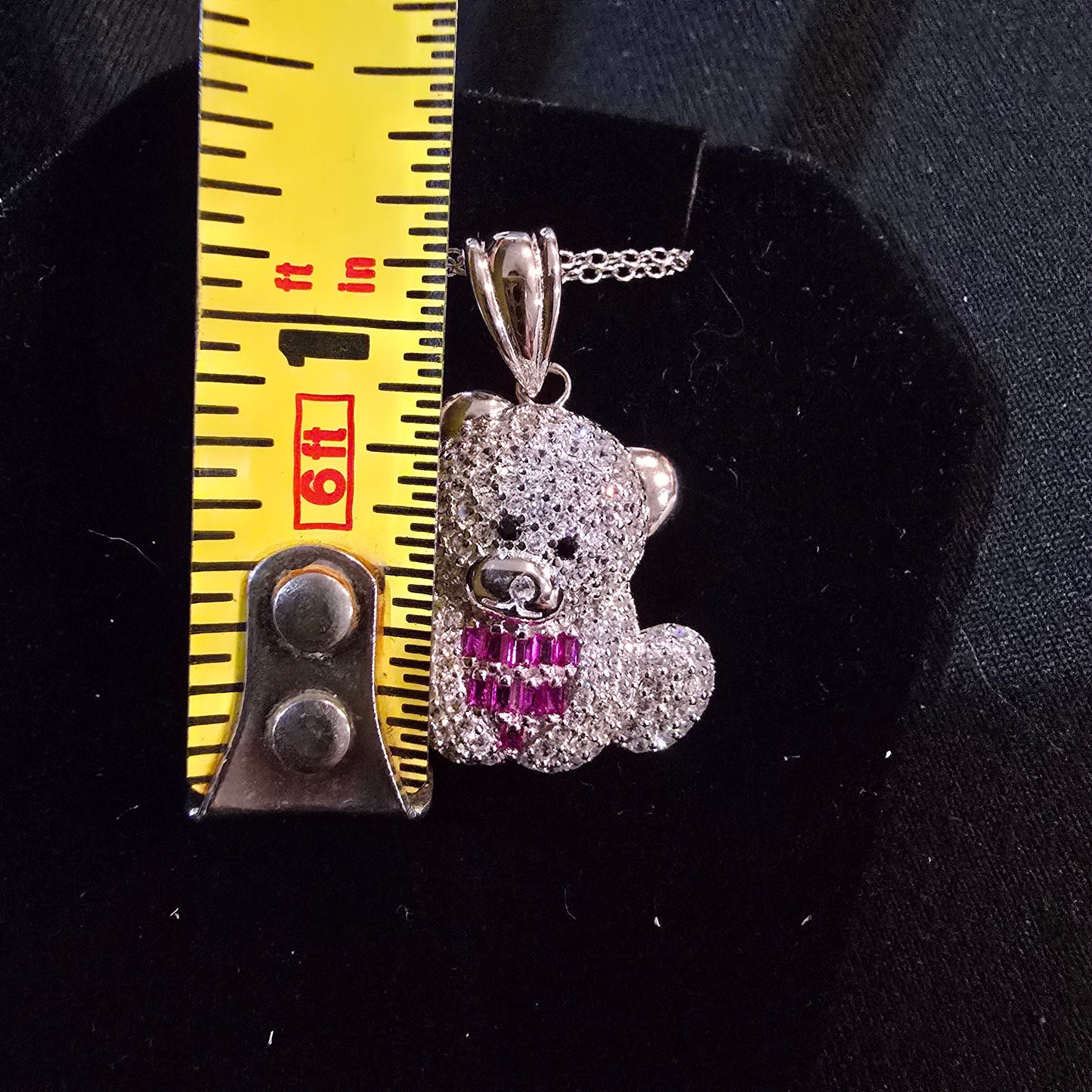 Sterling silver Teddy Bear Charm with CZ stones