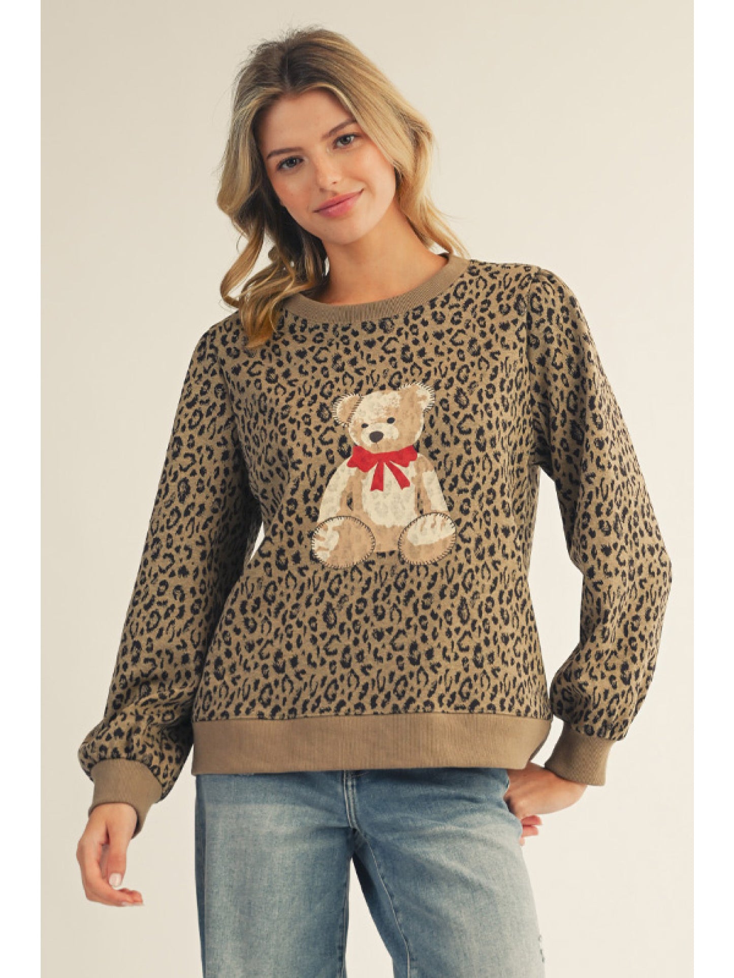 Leopard pattern Bear Sweater