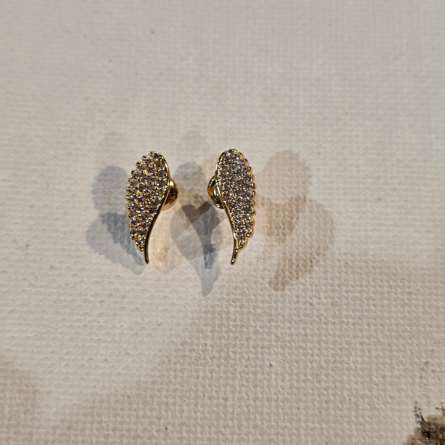 18k gold plated Mini Angel wing earrings with CZ accents