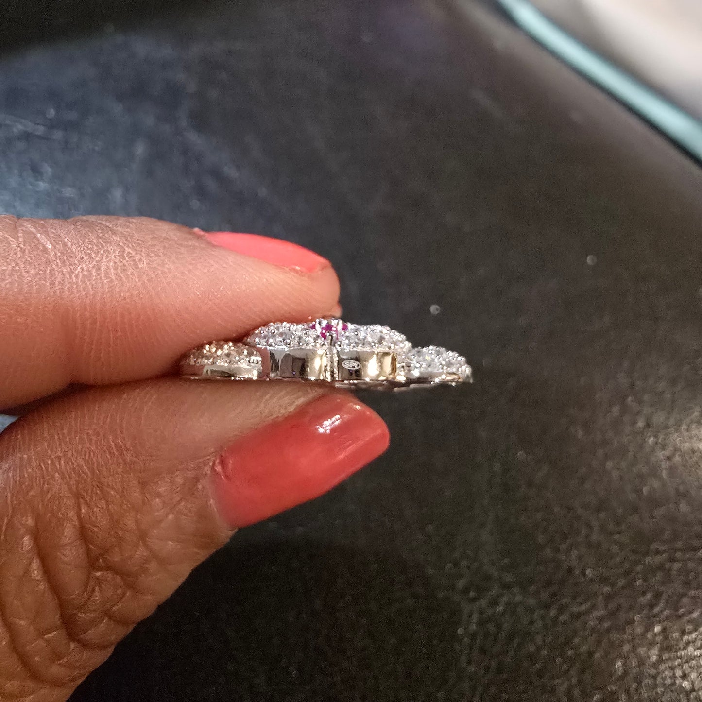 Sterling silver Teddy Bear Charm with CZ stones