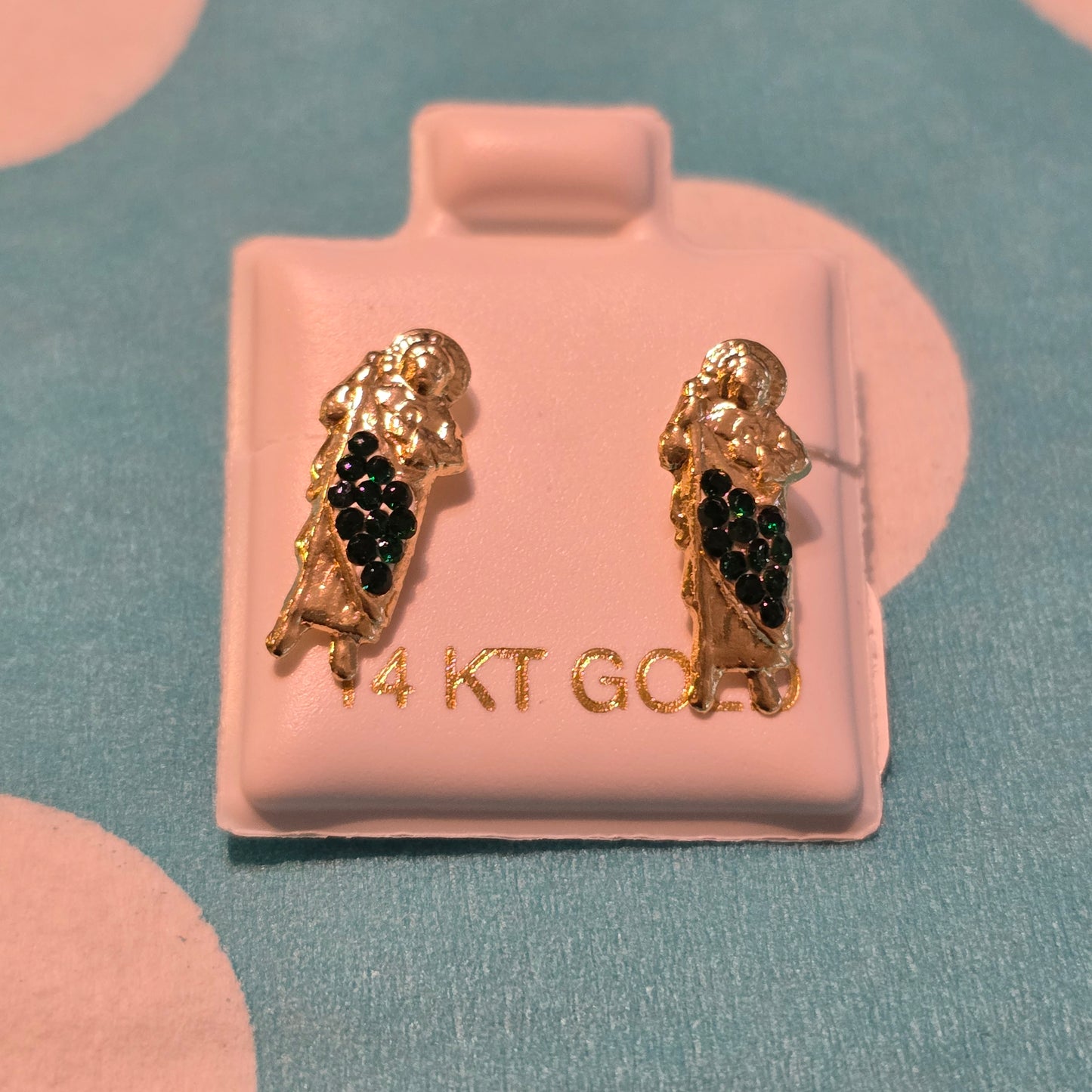 14 Karat Yellow Gold St.Jude Screw Back Earrings