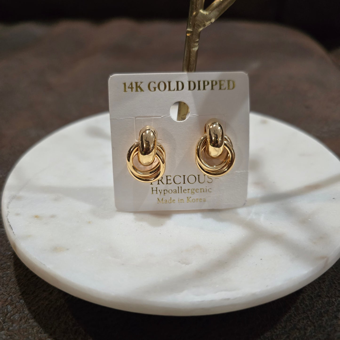 Knot fashion 14k dipped earrings