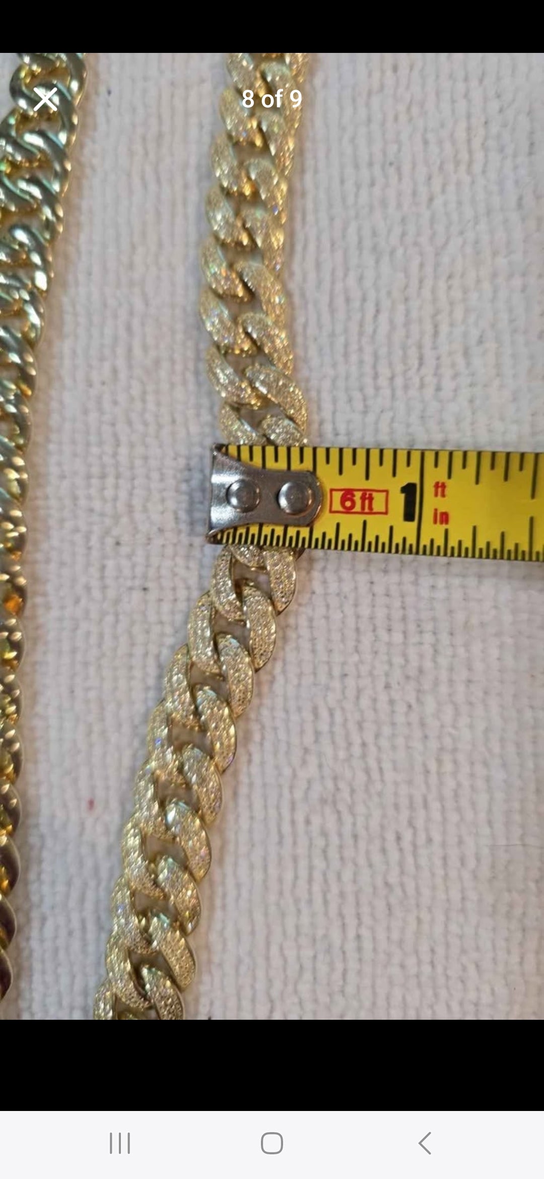 Gold tone cz sterling silver 22" chain