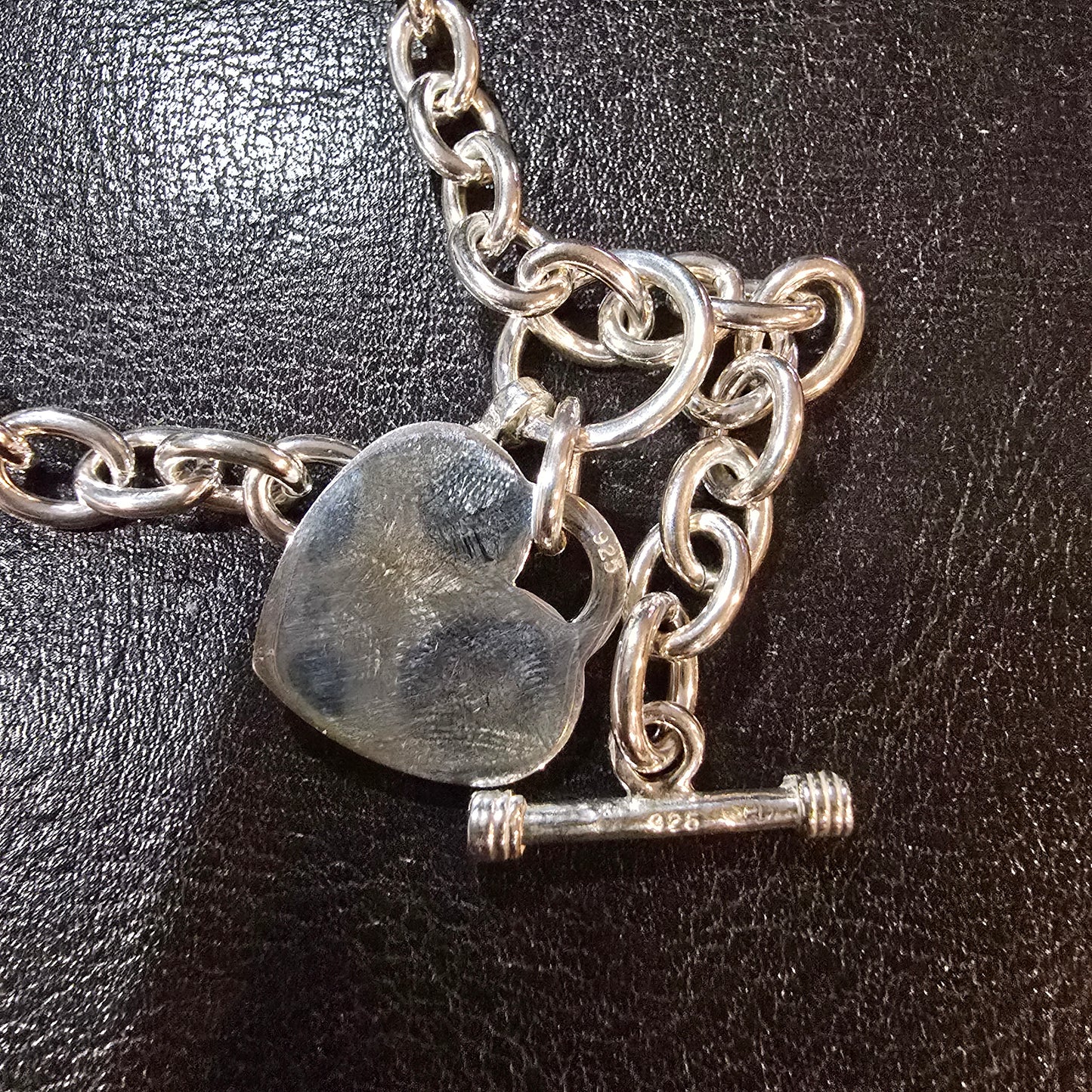 Sterling silver heart toggle necklace 17"