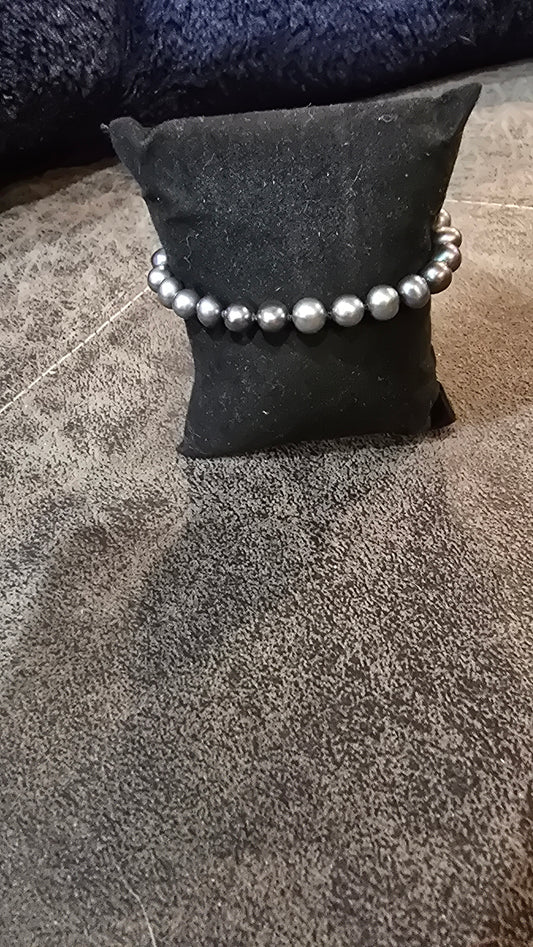 Freshwater Cultured Black pearl bracelet sterling silver