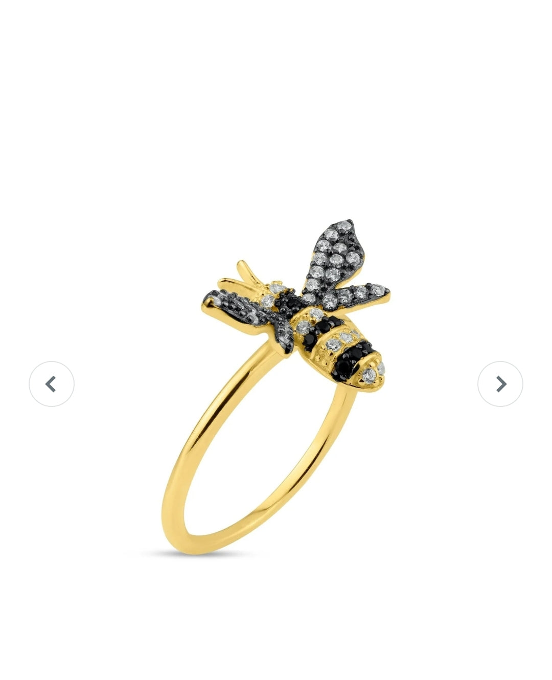 Gold Plated 925 Sterling Silver Bee CZ Ring