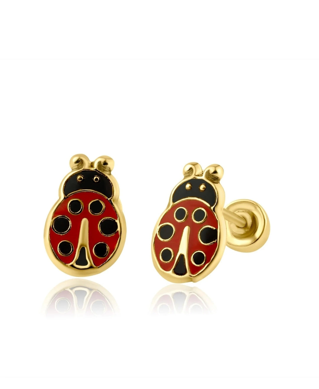 14 Karat Yellow Gold Lady Bug Screw Back Earring