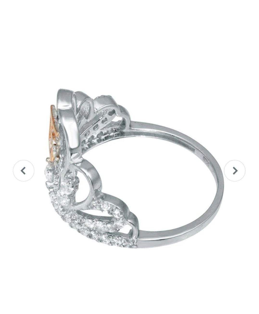 Two-Tone 925 Sterling Silver CZ Quinceanera Tiara Ring