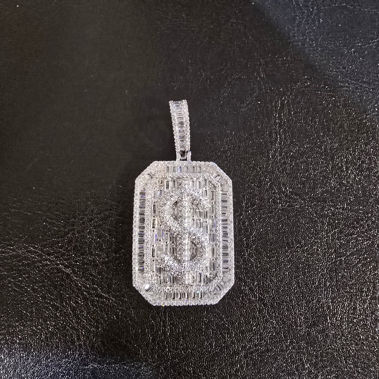 Sterling silver Dollar sign Charm with CZ stones