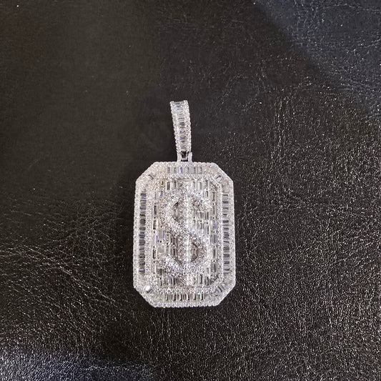 Sterling silver Dollar sign Charm with CZ stones