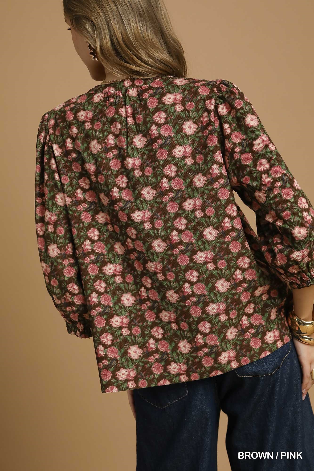 Vintage Floral Pintuck Blouse