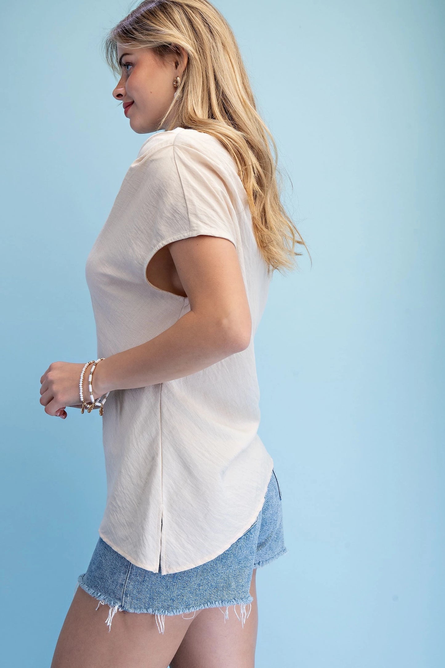 Asymmetrical Sexy Beige Top